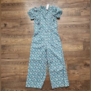 Janie and Jack Floral Jumpsuit with Ruffle Sleeves Size 8